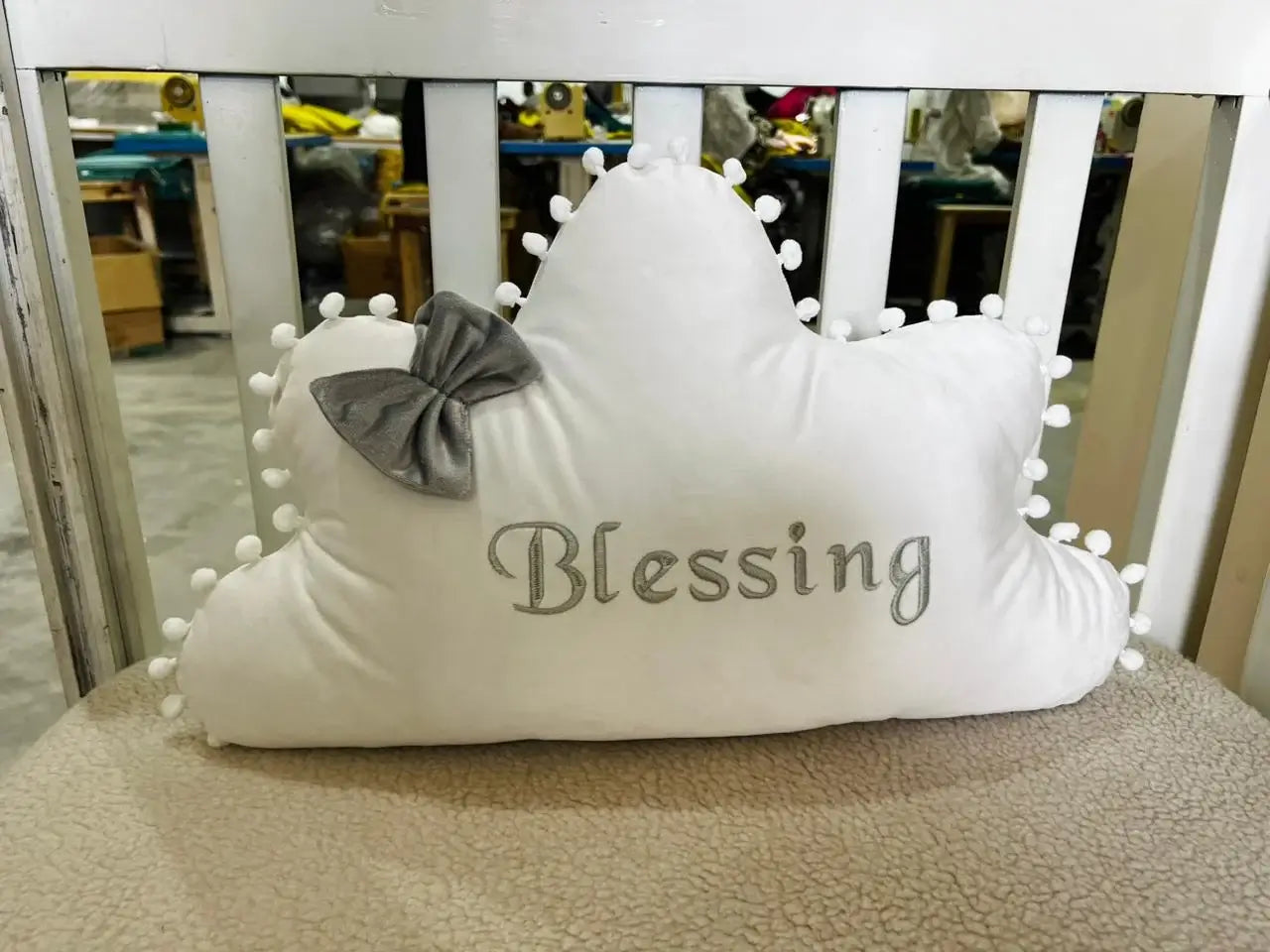 Blessing Velvet Baby Cloud Cushion – White | Soft Decorative Baby Cloud Pillow