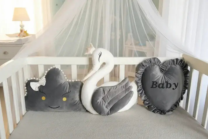 Premium Velvet Baby Cushion Set – Pack of 3 | Swan, Cloud & Star Decorative Cushions