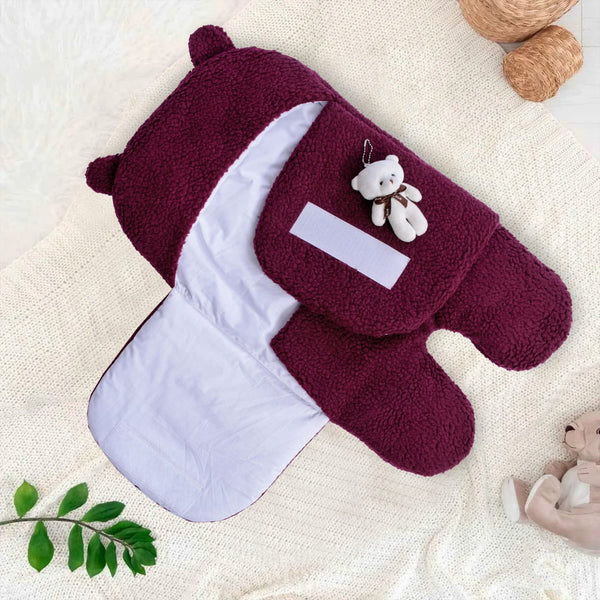 Winter Baby Swaddle Leggy / Quilted Baby Blanket Wrap – Maroon - Paidaish 