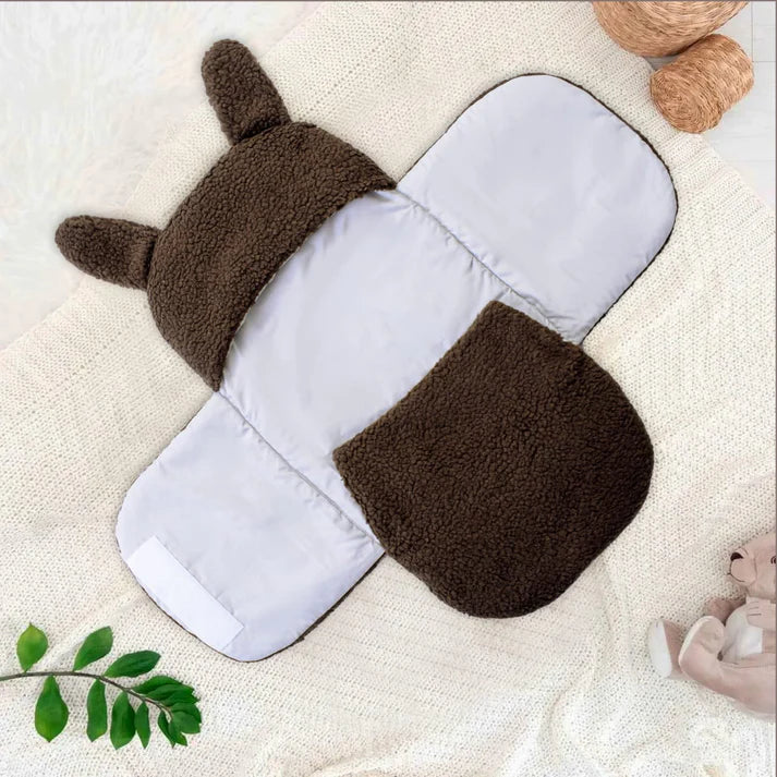 Winter Baby Swaddle / Quilted Baby Blanket Wrap – Brown - Paidaish 