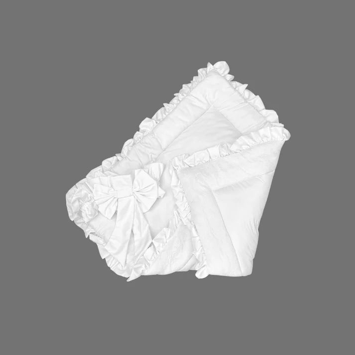 Frilly Cotton Satin Foldable Baby Sleeping Bag – White | Soft & Multipurpose - Paidaish 