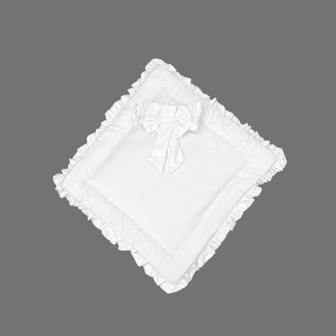 Frilly Cotton Satin Foldable Baby Sleeping Bag-White