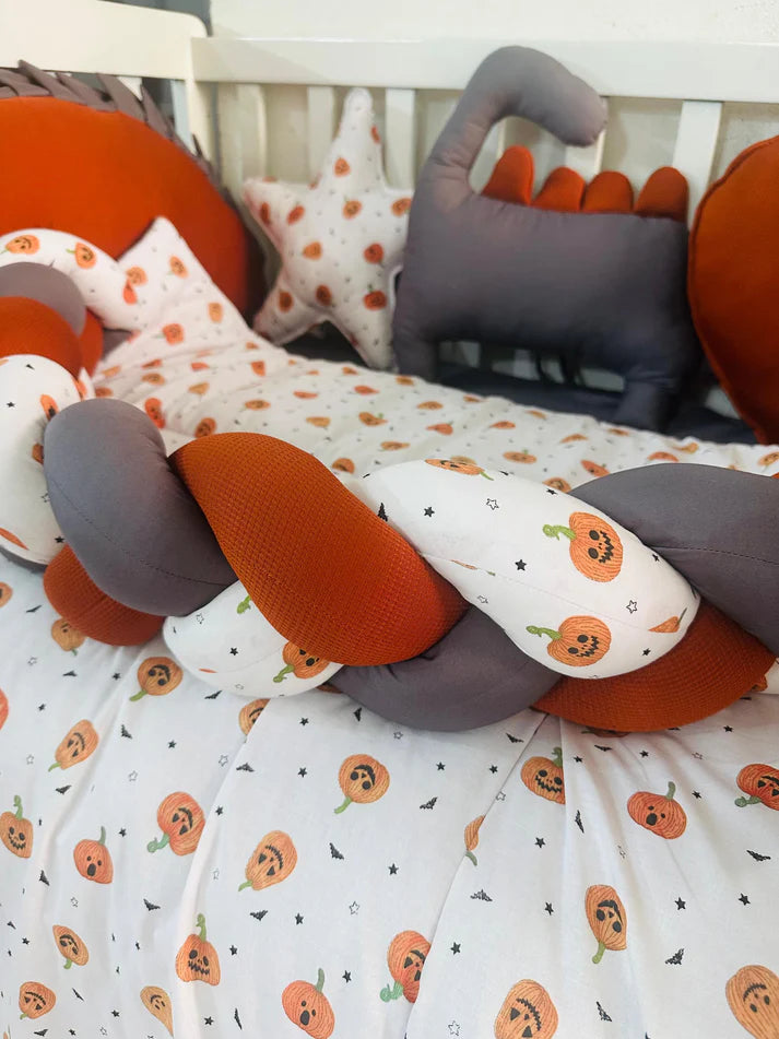 Printed Cotton Baby Cot Set – 8 Pcs – Pumpkin Patch