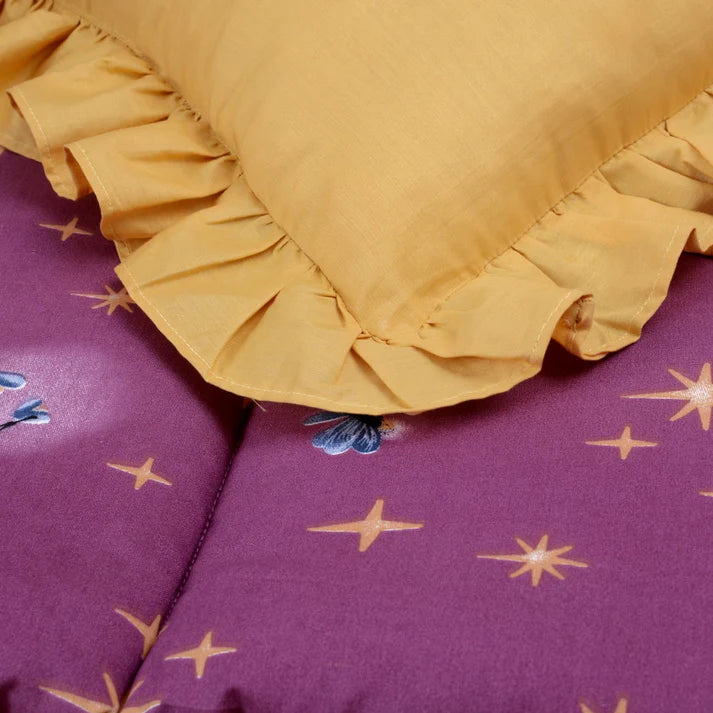Printed Baby Cot Set – 9 Pcs – Golden Fireflies