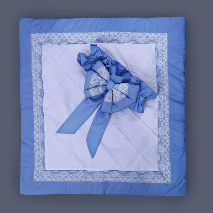 Combo-Luxury Cotton Snuggle Bed with Foldable Sleeping Bag-Sky Blue