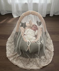 Cotton / Waffle Baby Snuggle Bed with Pillow and Mosquito Net – Beige