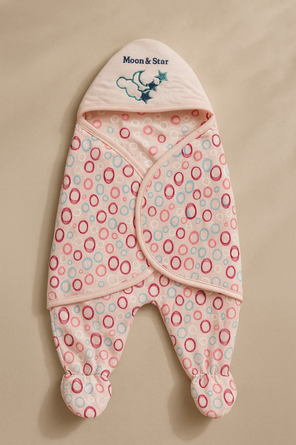 Moon & Star Printed Baby Swaddle Leggy / Double-Sided Fleece Blanket – Pink Dots