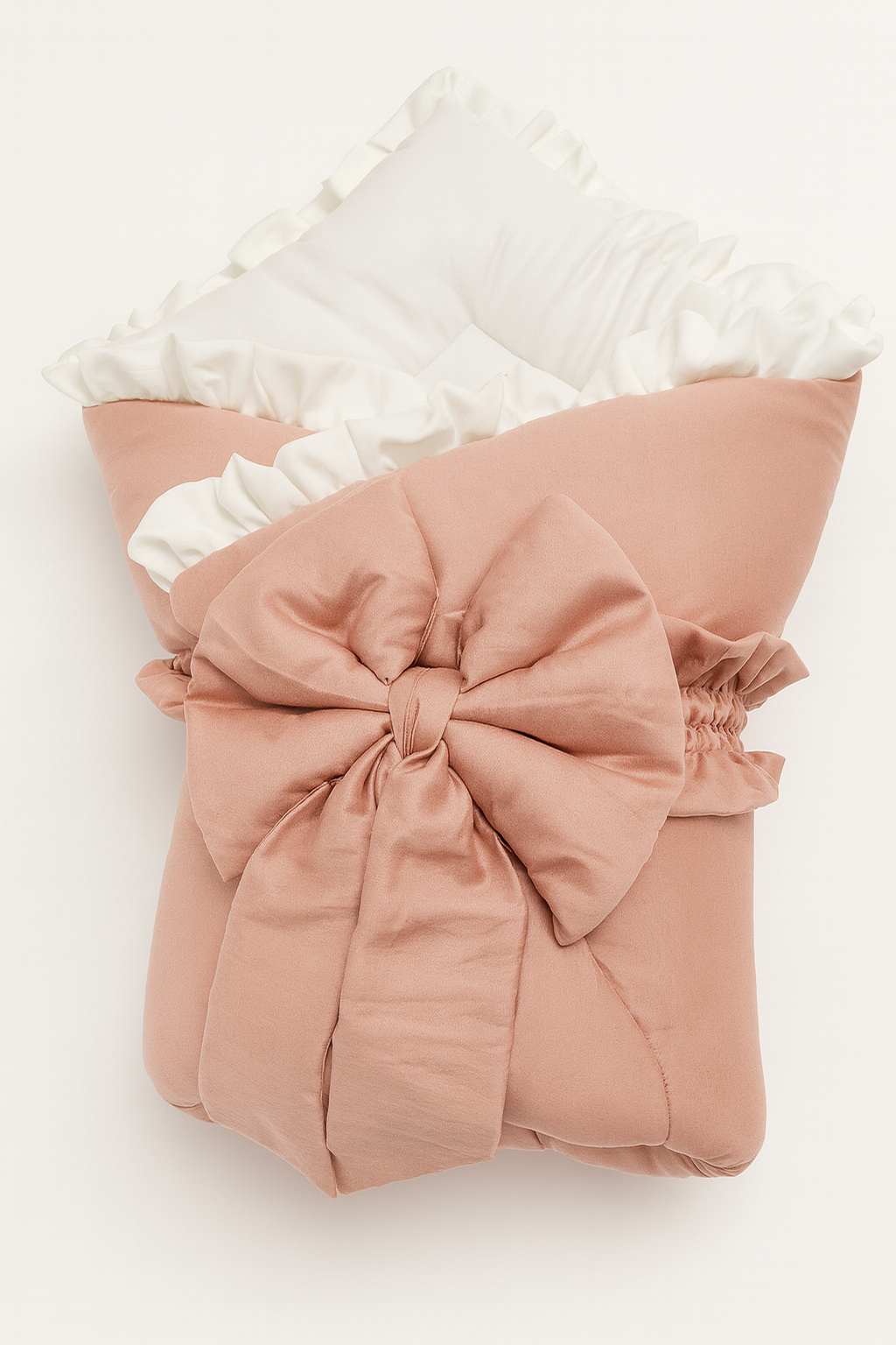 Cotton Satin Foldable Baby Sleeping Bag – White & Sea Pink