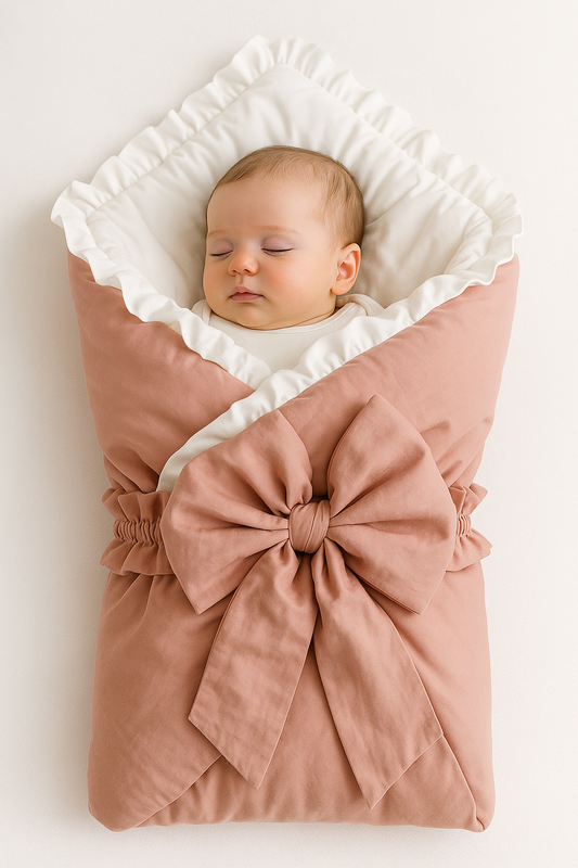 Cotton Satin Foldable Baby Sleeping Bag – White & Sea Pink - Paidaish 