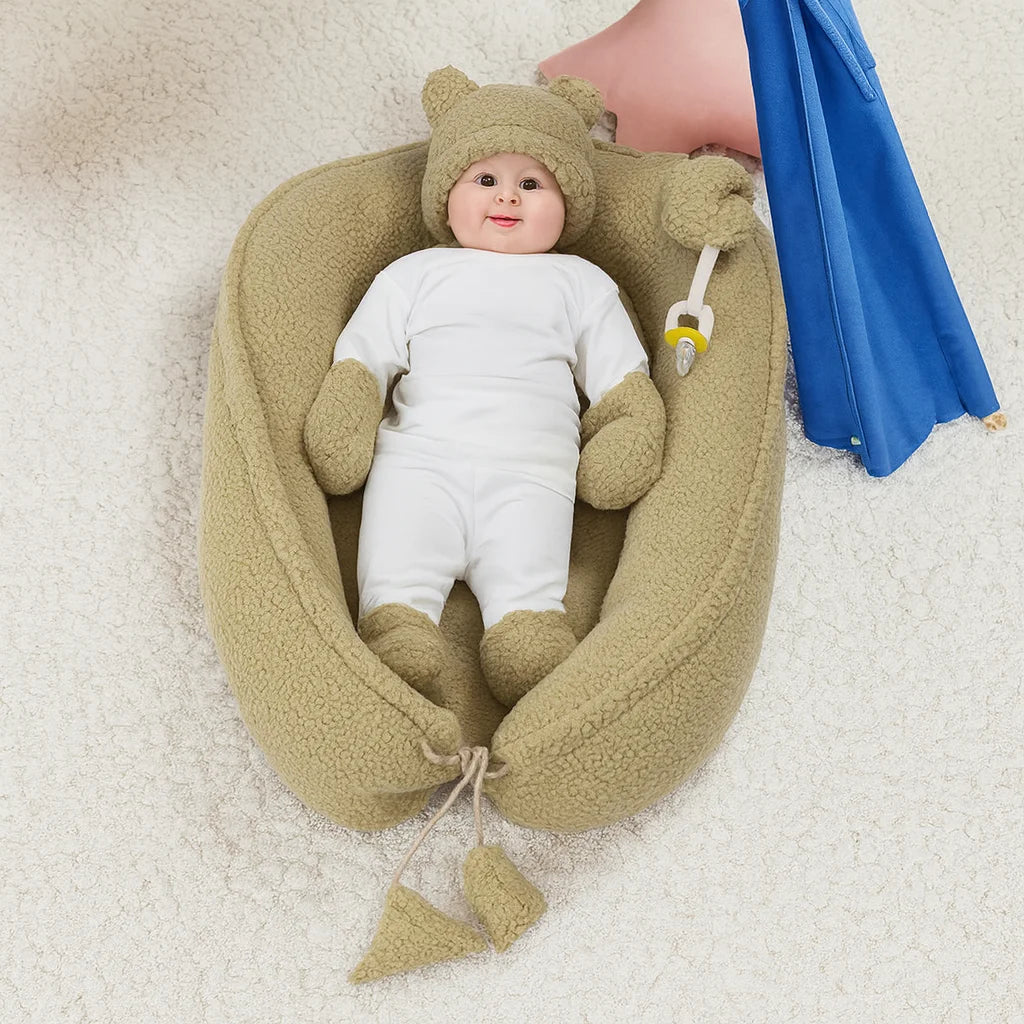 Sherpa Baby Nest Set – Beige | Cozy Newborn Bedding with Accessories - Paidaish 