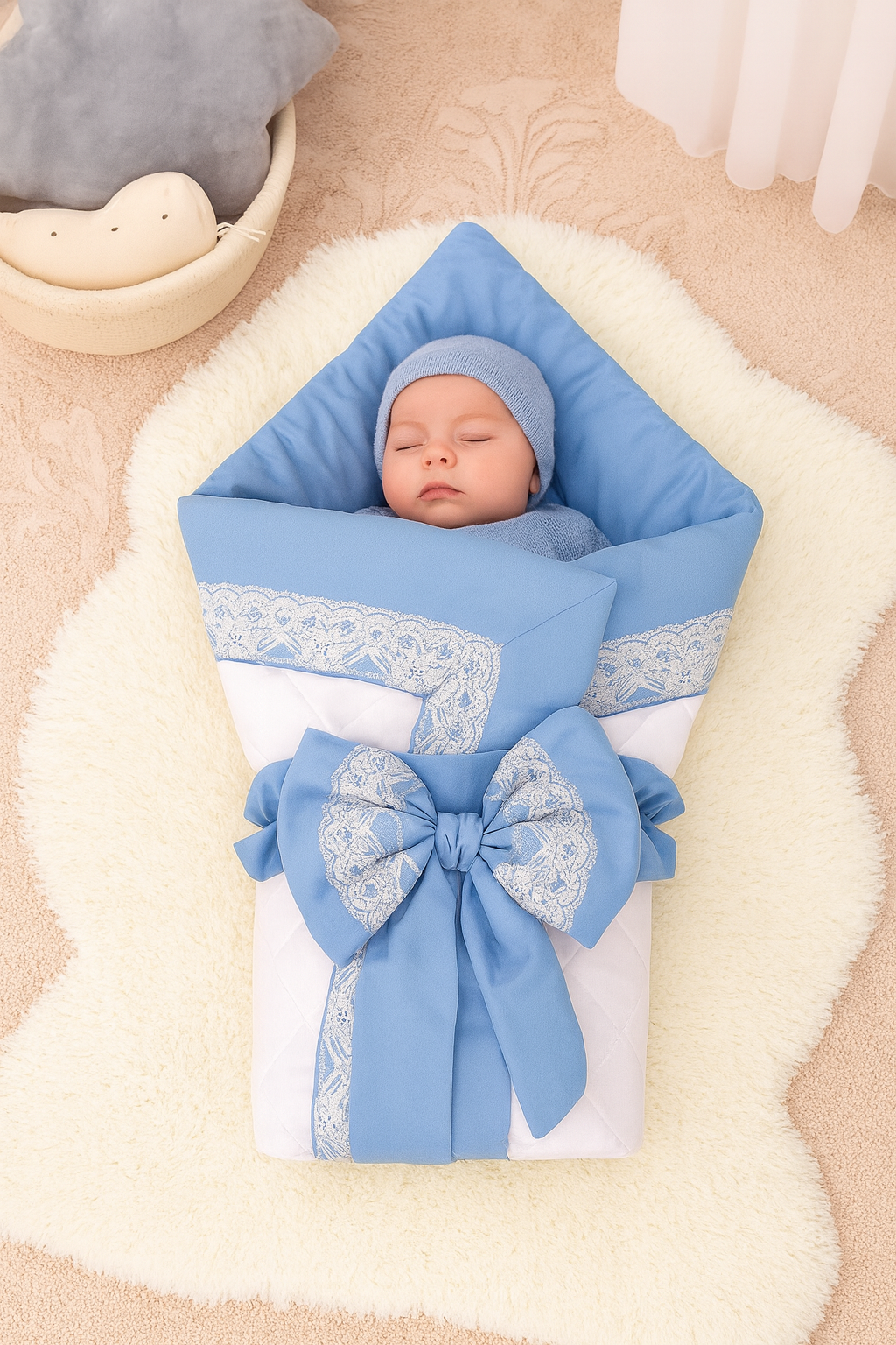 Cotton Baby Foldable Sleeping Bag – Sky Blue