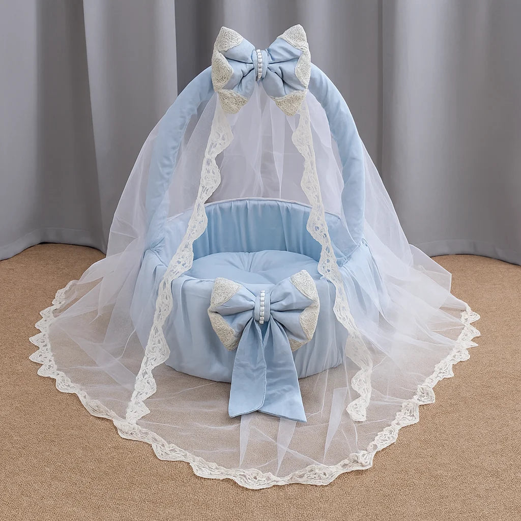 Luxury Cotton Baby Basket – Sky Blue | Soft & Stylish Moses Basket - Paidaish 