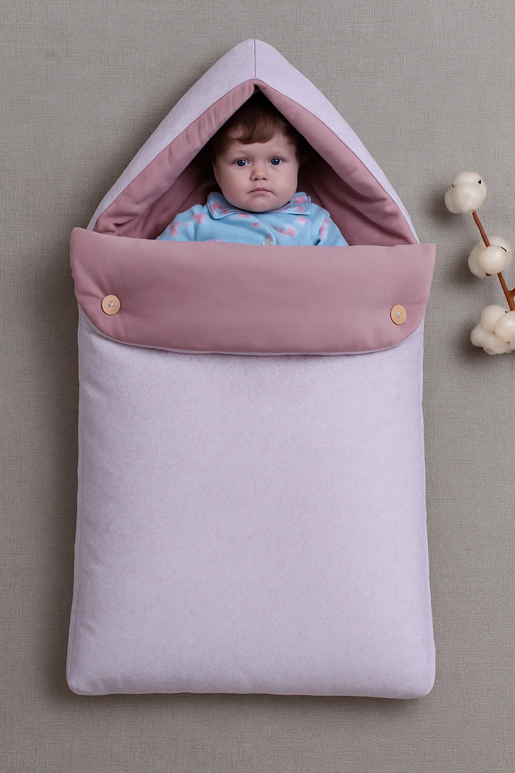 Cotton Printed Baby Carry Nest with Pillows – Blue & White | Soft & Portable - Paidaish 