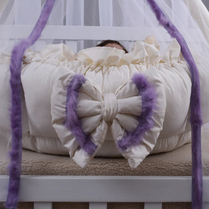 Luxury Baby Snuggle Bed with Pillows & Net- Off White