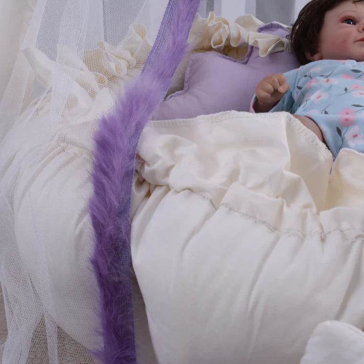 Luxury Baby Snuggle Bed with Pillows & Net- Off White