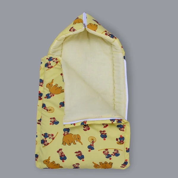 Cotton Printed Baby Carry Nest with Pillows – Yellow | Soft & Portable - Paidaish 