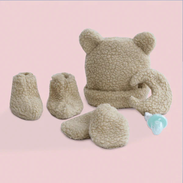 Sherpa Baby Nest Set – Beige | Cozy Newborn Bedding with Accessories - Paidaish 