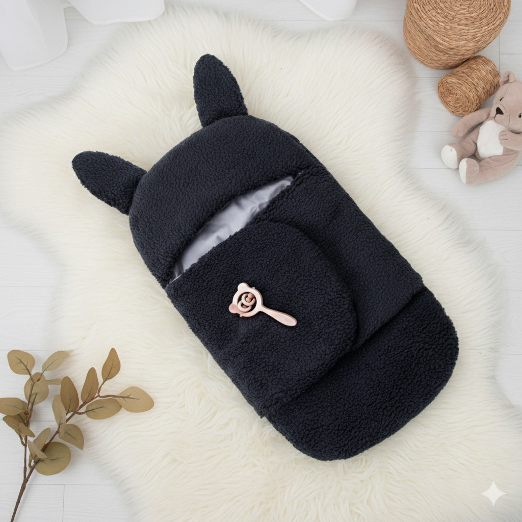 Winter Baby Swaddle / Quilted Baby Blanket Wrap – Black - Paidaish 