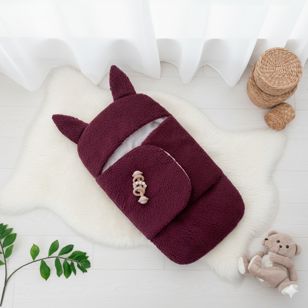 Winter Baby Swaddle / Quilted Baby Blanket Wrap – Maroon - Paidaish 