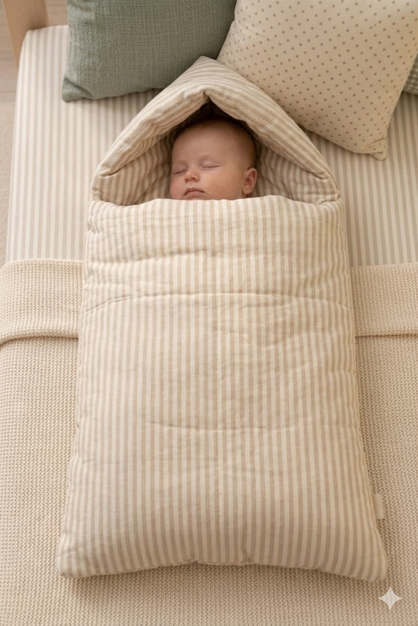 Cotton Baby Carry Nest for Newborns | Beige Stripe