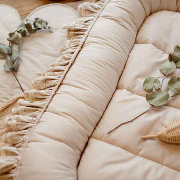 Luxury Cotton Double Frilly Baby Snuggle Bed-Beige