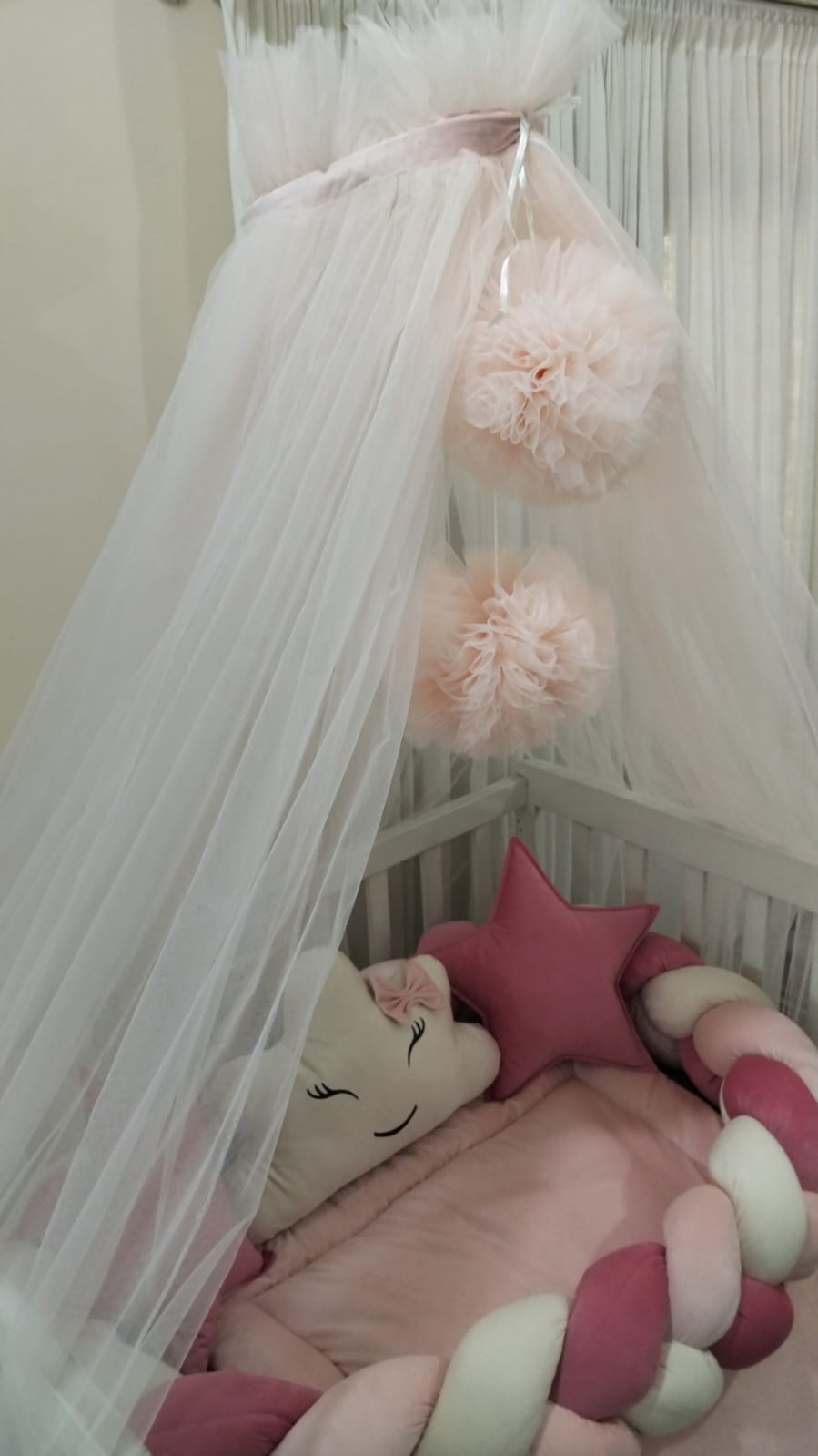 Luxury Velvet Baby Canopy Set – Pink | 8-Piece Newborn Bedding & Nest Set