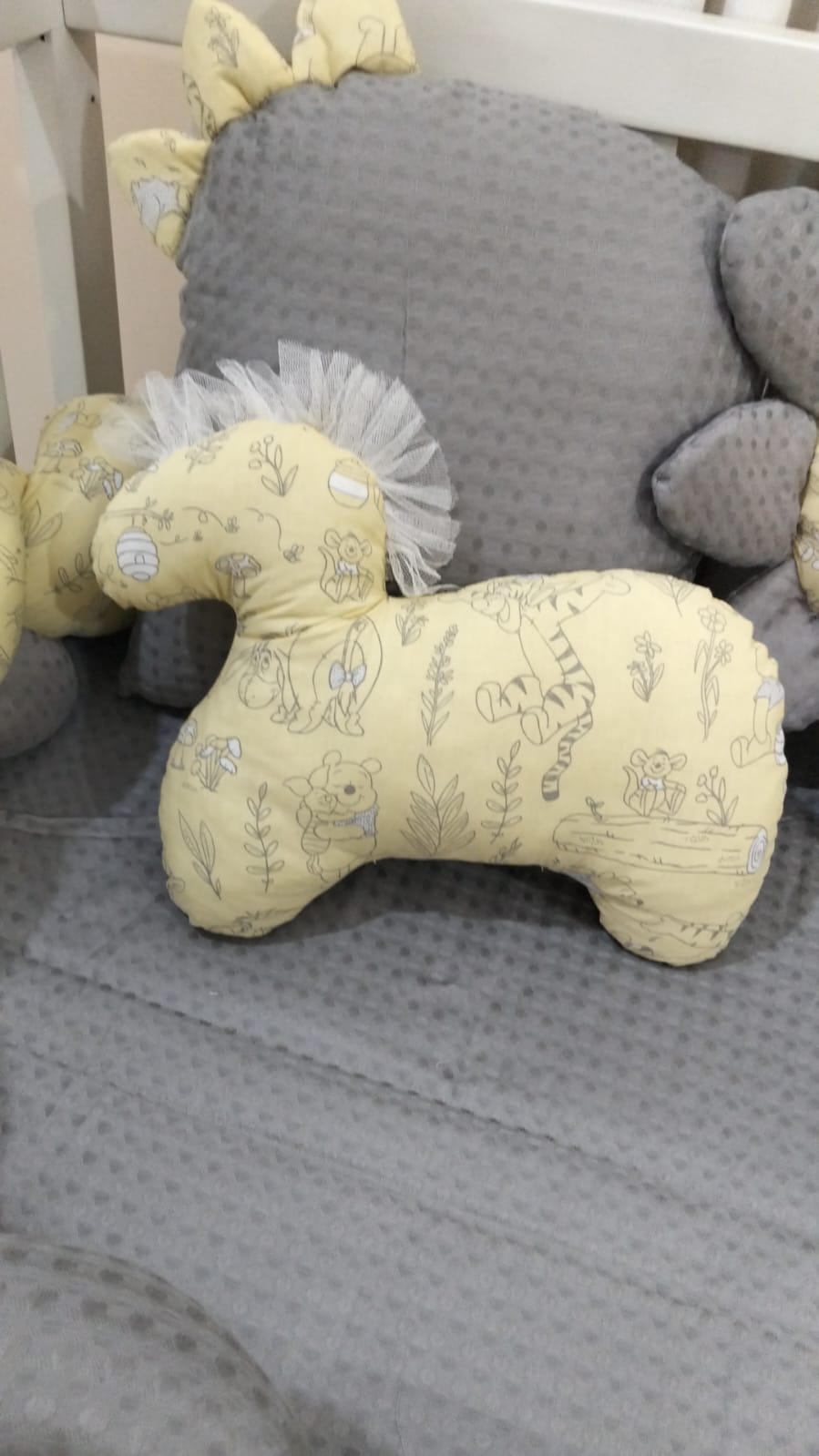 Printed Cotton Baby Cot Set – Gray | 7-Piece Newborn Bedding & Blanket Set
