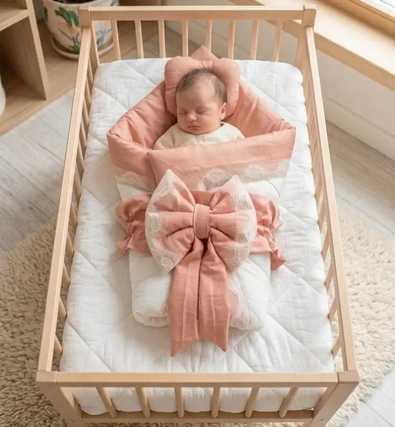 4-in-1 Baby Carry Nest – Carry, Sleep, Play & Comfort – Sea Pink & White