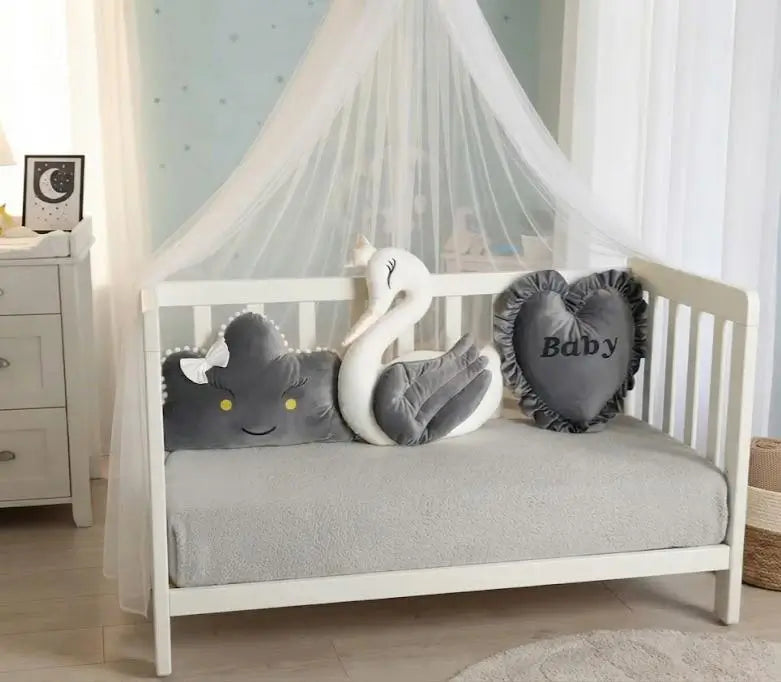 Premium Velvet Baby Cushion Set – Pack of 3 | Swan, Cloud & Star Decorative Cushions