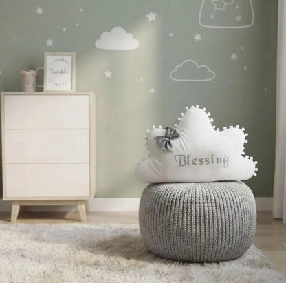 Blessing Velvet Baby Cloud Cushion – White | Soft Decorative Baby Cloud Pillow