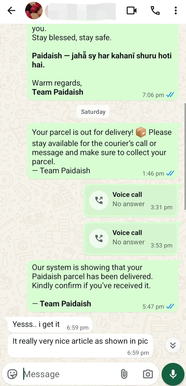 WhatsApp customer review