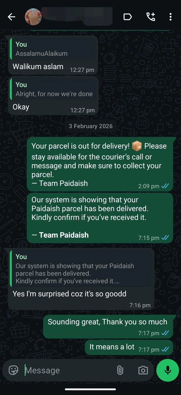 WhatsApp customer review