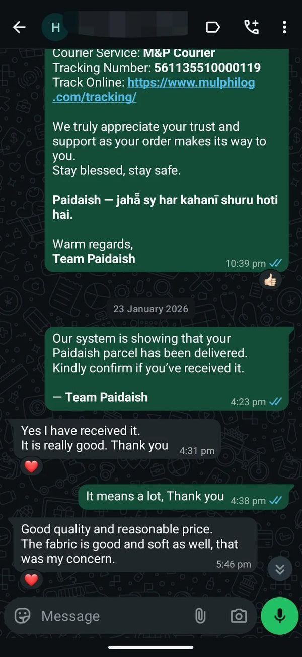WhatsApp customer review