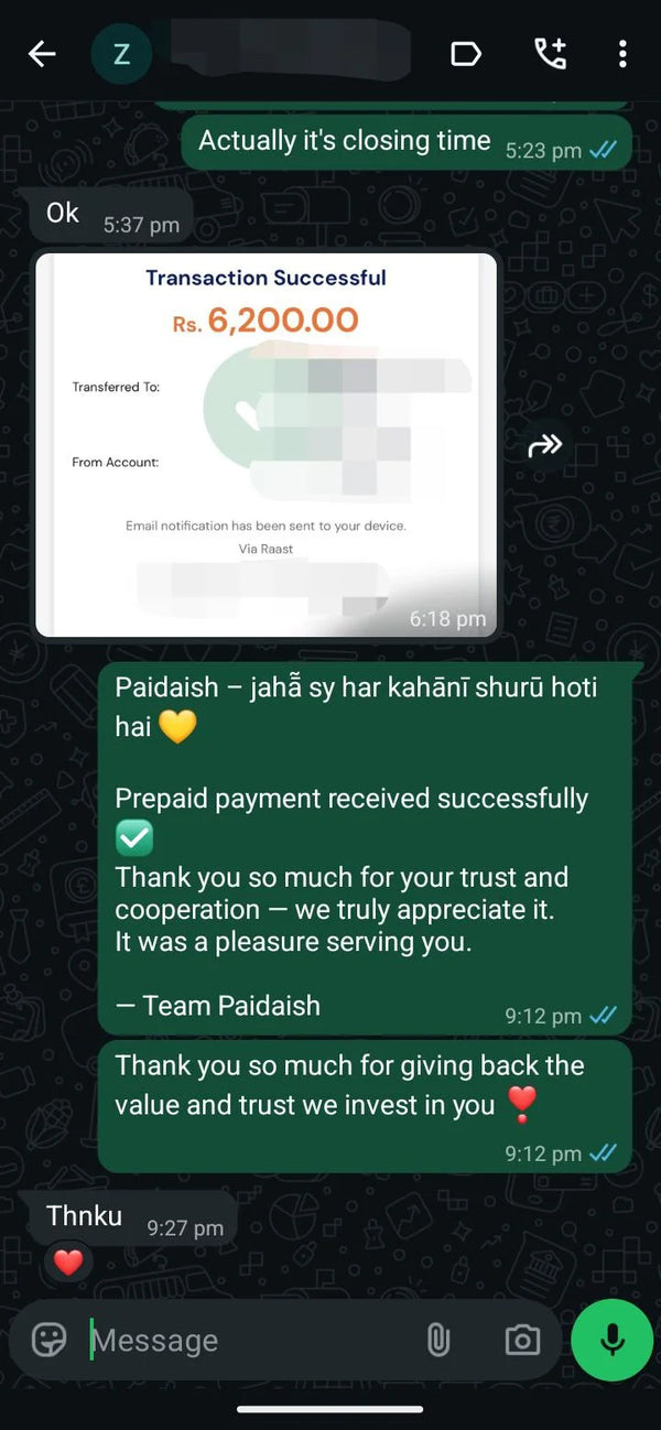 WhatsApp customer review