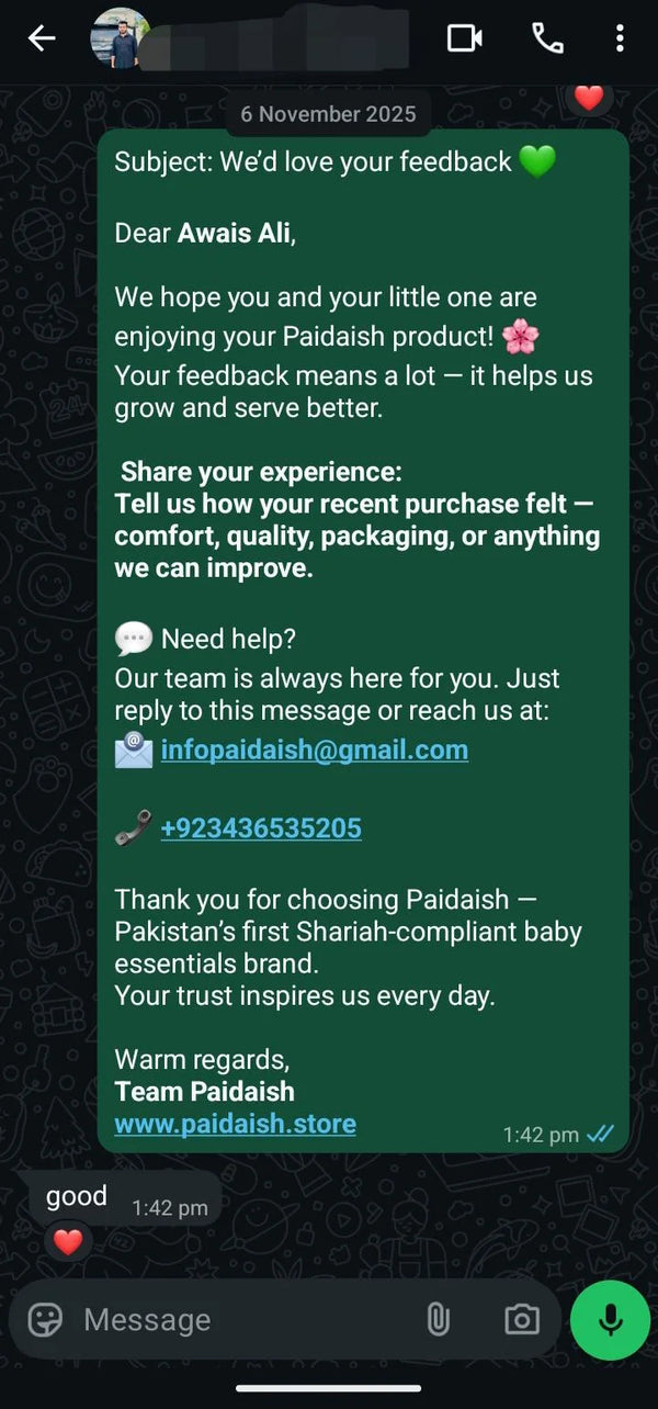 WhatsApp customer review
