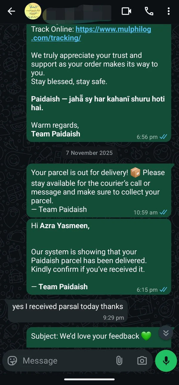 WhatsApp customer review