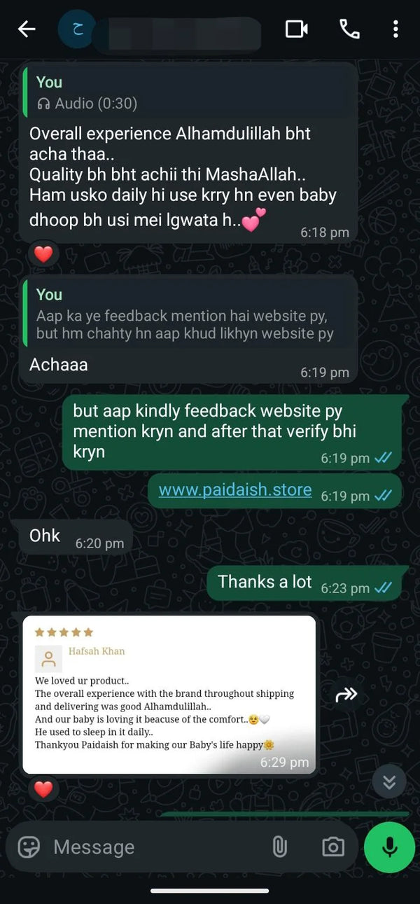 WhatsApp customer review