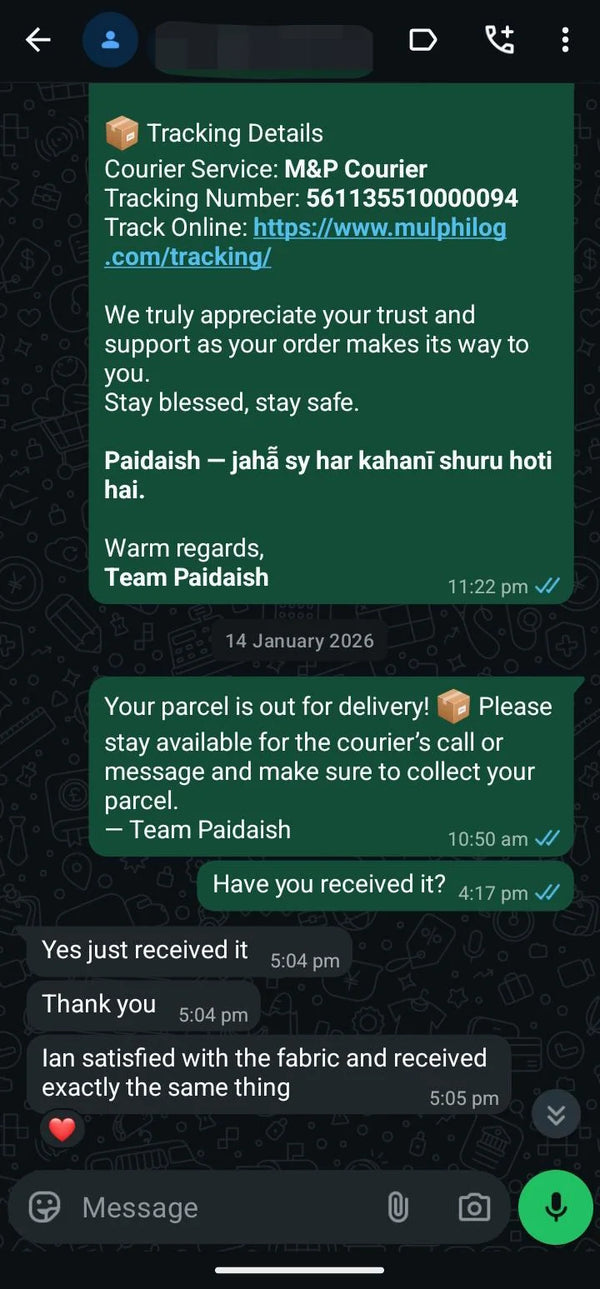 WhatsApp customer review