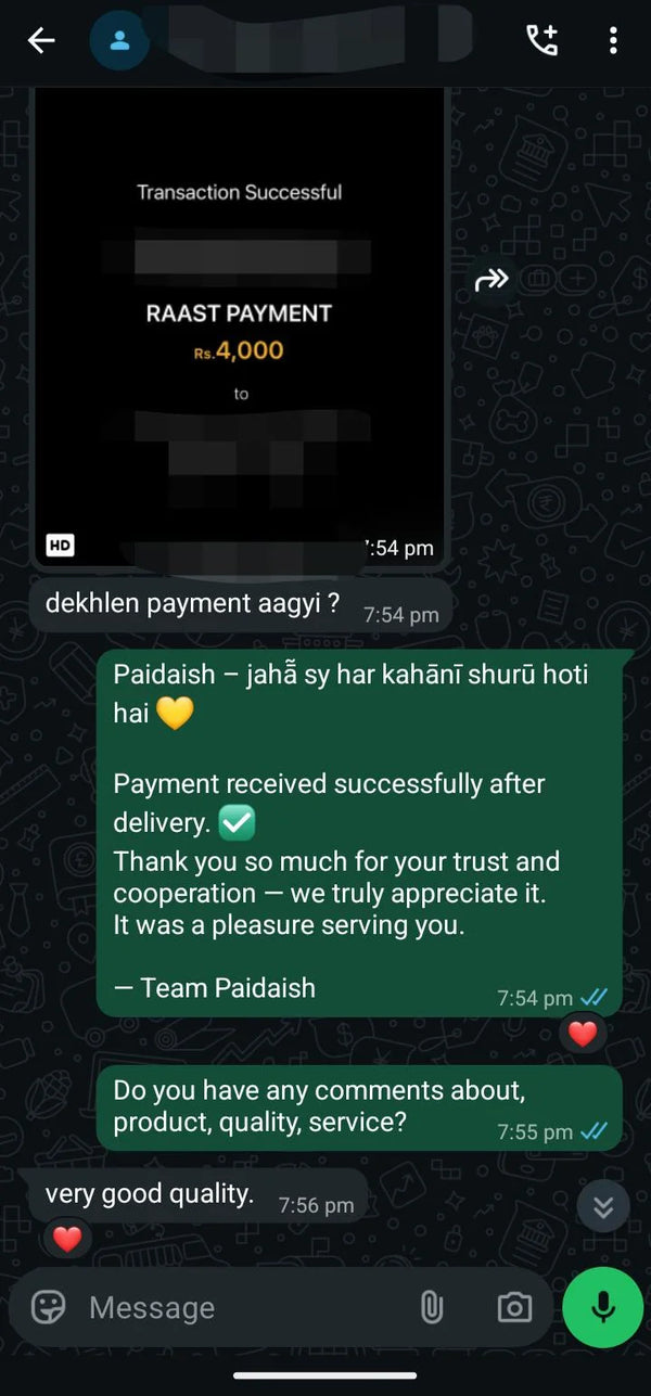 WhatsApp customer review