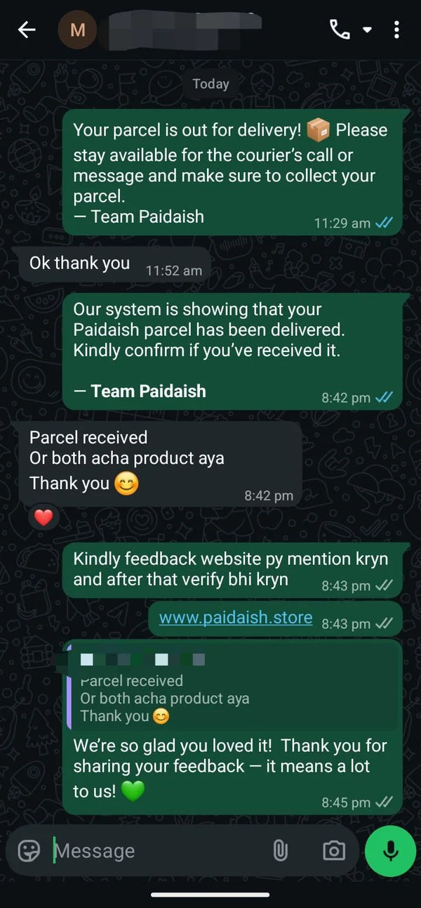 WhatsApp customer review