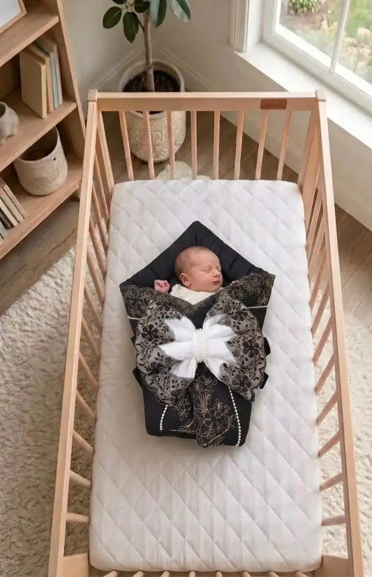 4-in-1 Baby Carry Nest - Carry, Sleep, Play & Comfort - Black with Beads