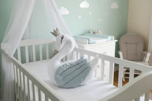 Premium Velvet Baby Swan Cushion – Blue Wing