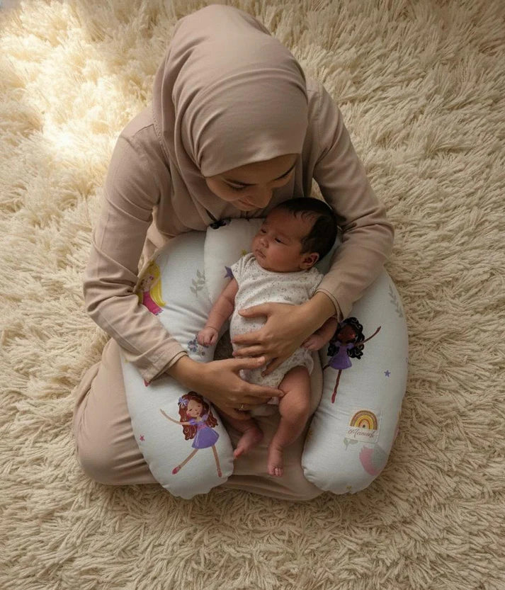 Printed Cotton Baby Nursing Pillow with Removable Cover & Head Pillow – Little Dolls