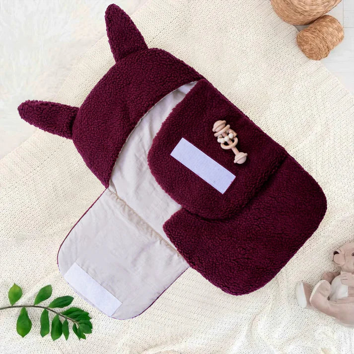 Winter Baby Swaddle / Quilted Baby Blanket Wrap – Maroon - Paidaish 