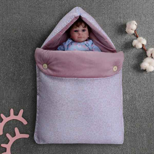 Cotton Printed Baby Carry Nest with Pillows – Blue & White | Soft & Portable - Paidaish 