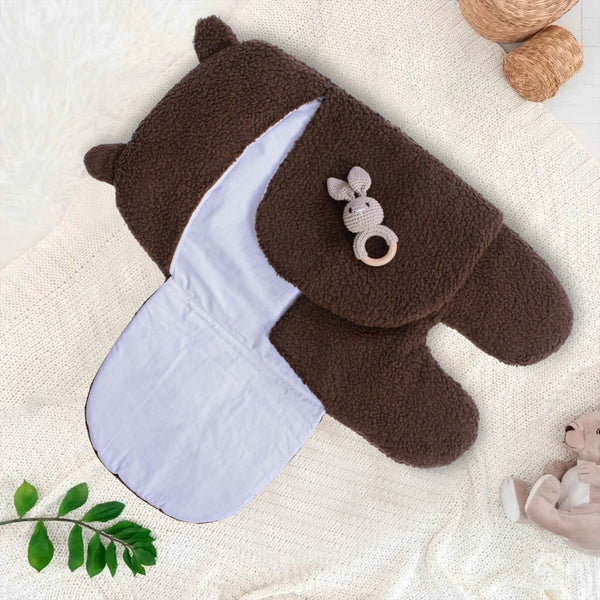 Winter Baby Swaddle / Quilted Baby Blanket Wrap – Brown - Paidaish 
