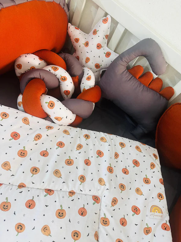 Printed Cotton Baby Cot Set – 8 Pcs – Pumpkin Patch