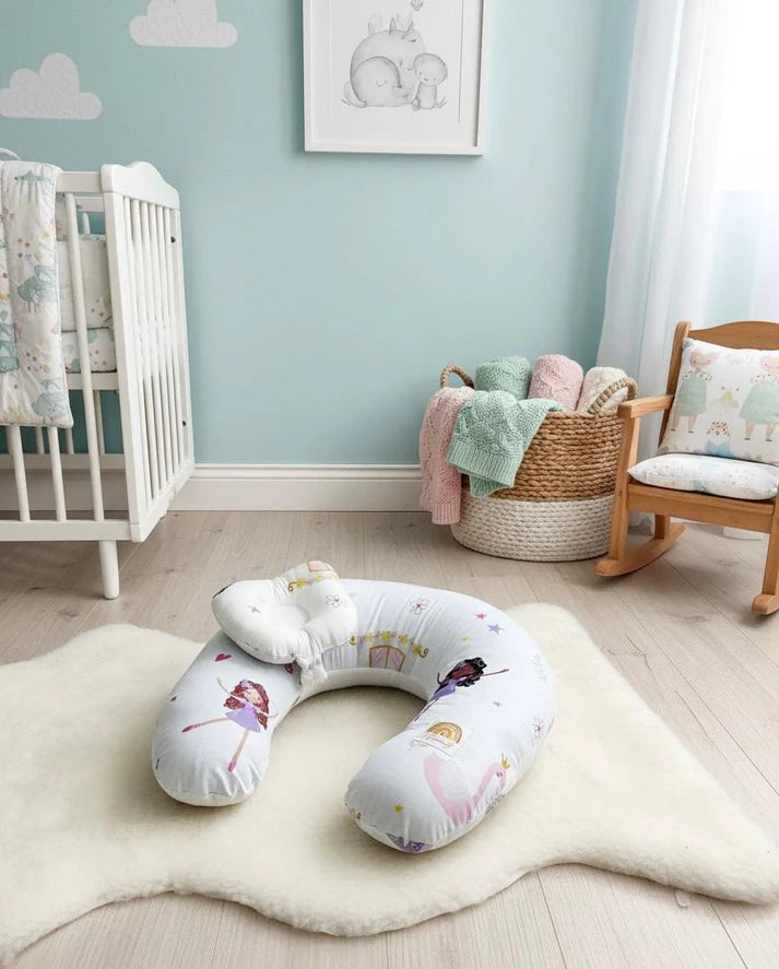 Printed Cotton Baby Nursing Pillow with Removable Cover & Head Pillow – Little Dolls