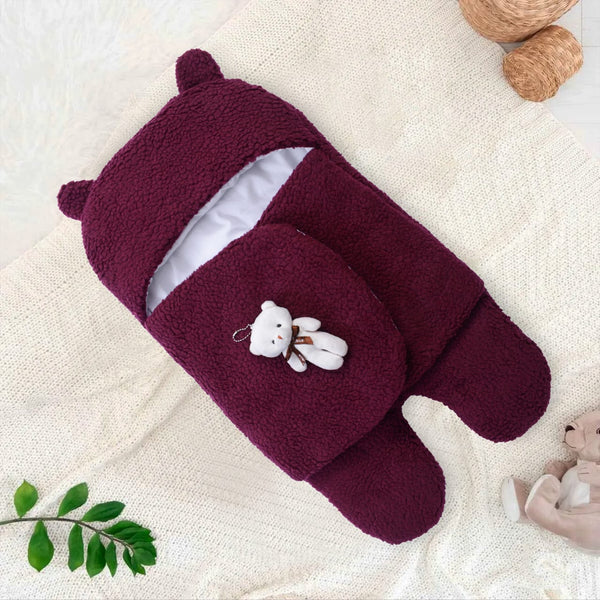Winter Baby Swaddle Leggy / Quilted Baby Blanket Wrap – Maroon - Paidaish 