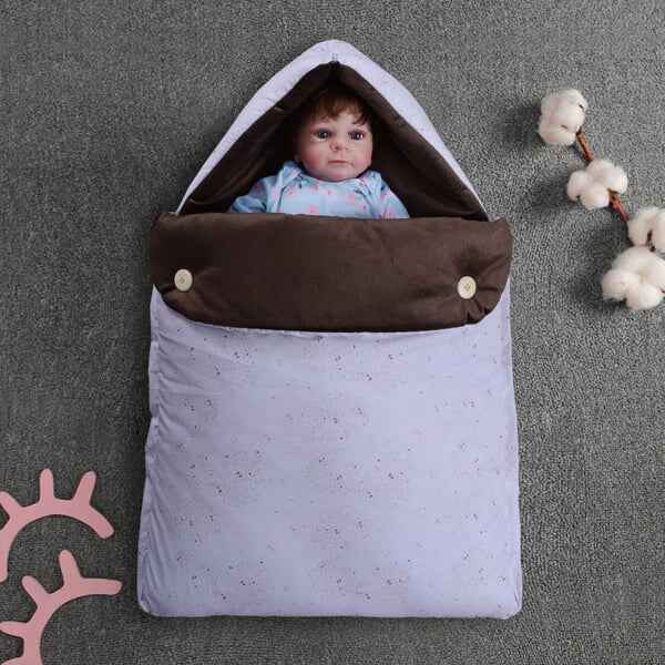 Velvet Hooded Baby Carry Nest-Dotted Brown